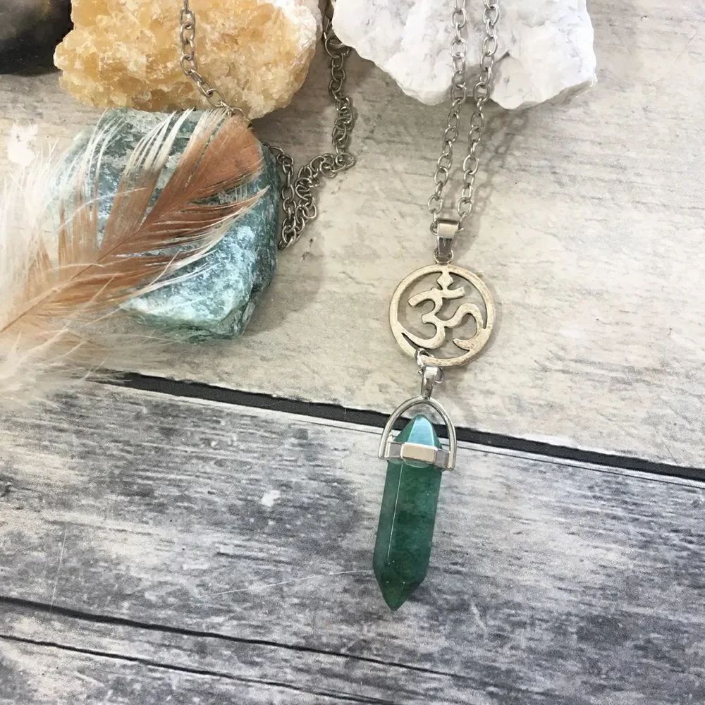 Ohm green aventurine pendant necklace